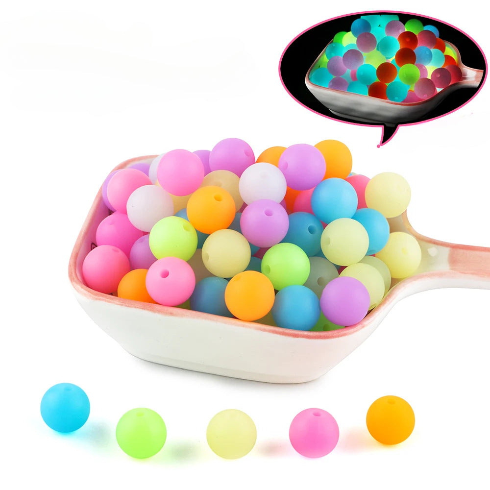 Wholesale 50pcs Luminous Round Beads Silicone Beads Jewelry Accessories Loose Beads